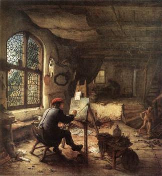 阿德裡安 敭斯 範 奧斯塔德 The Painter in His Studio